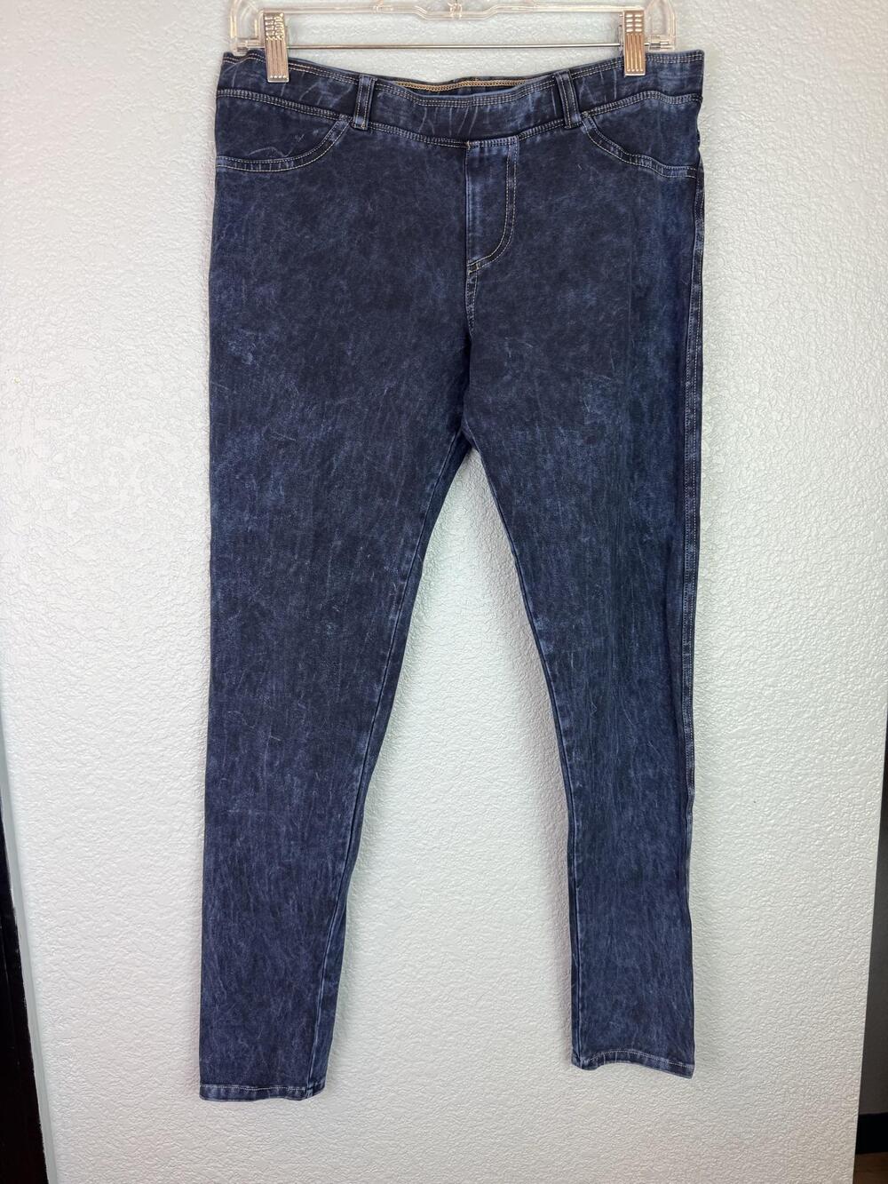 Hard Tail Jeans Womens Large Blue Acid Wash Jegging Stretch Elastic Waist